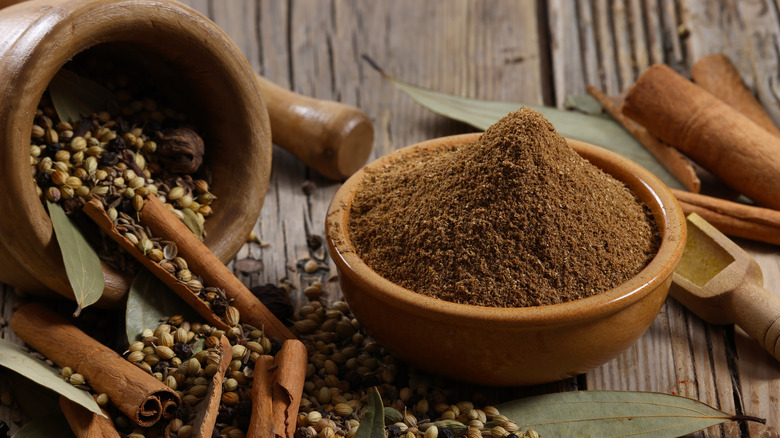 Ground garam masala and spices