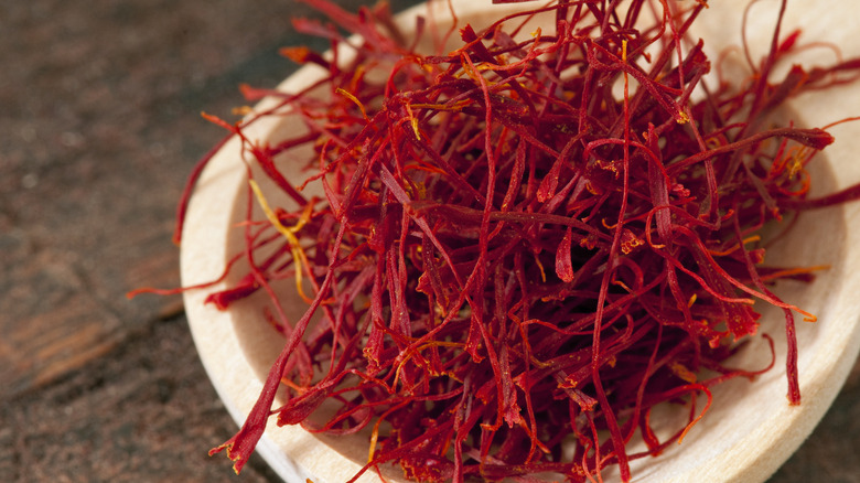 Saffron in white bowl