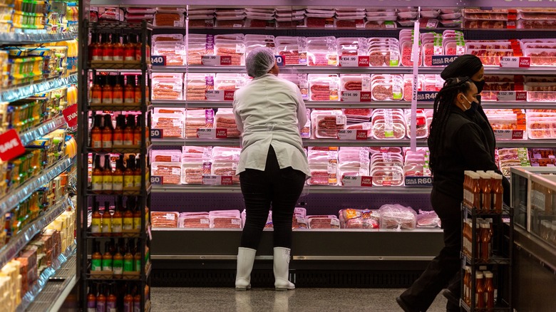 meat section at grocery store