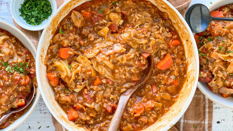 cabbage roll soup in bowl