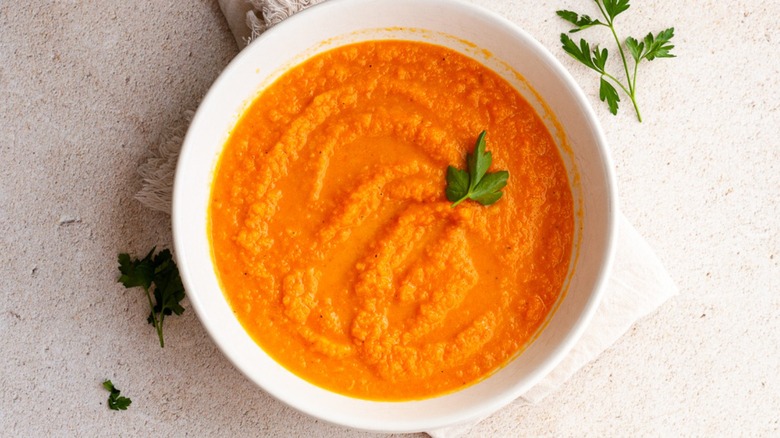 carrot soup in bowl