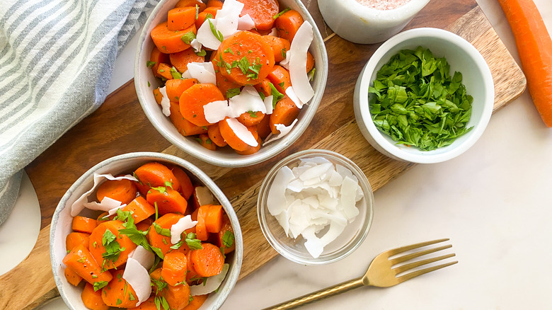 candied carrots in two bowls