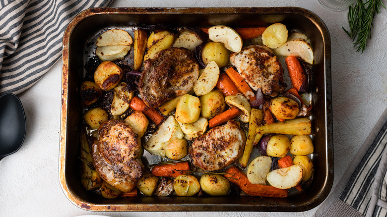 pork chops and vegetables 