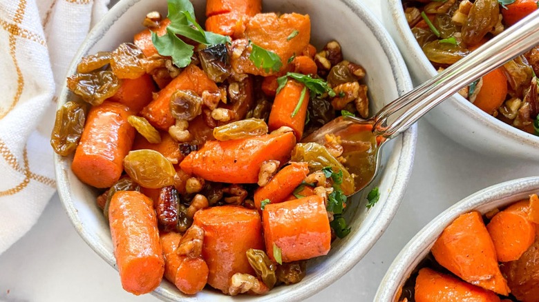 sweet carrot casserole on table