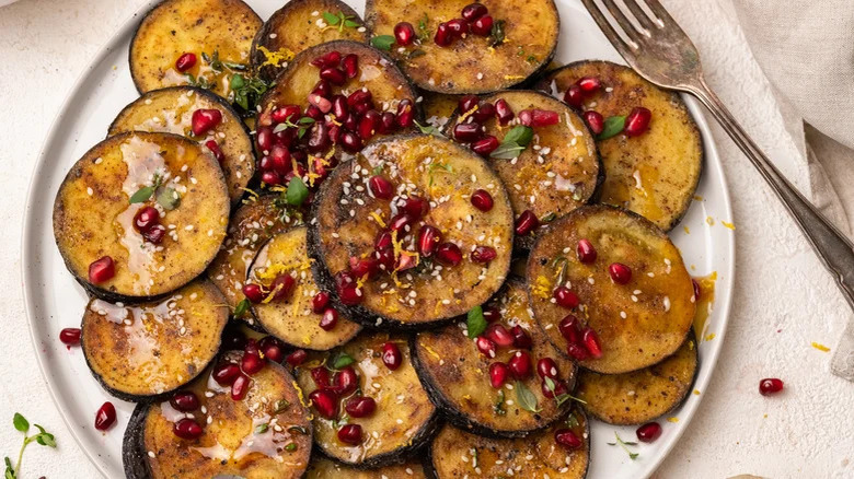 Fried eggplant with pomegranate