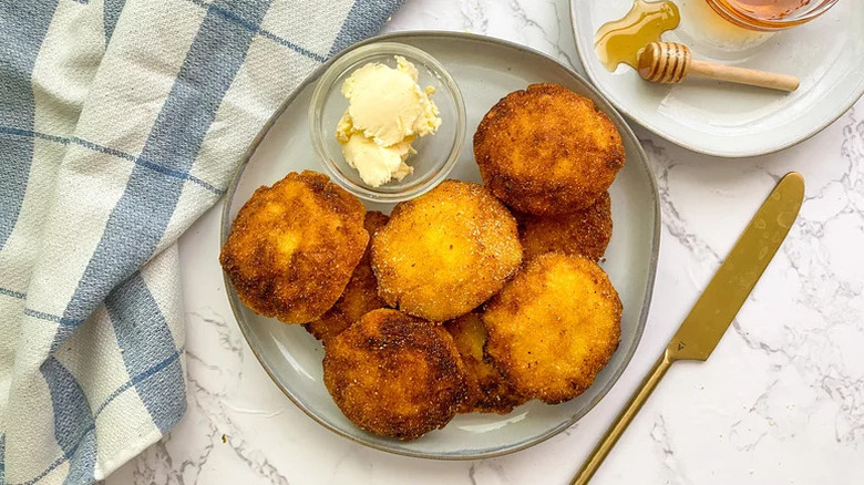 Hot water cornbread on plate