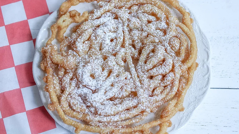 Homemade funnel cake with sugar