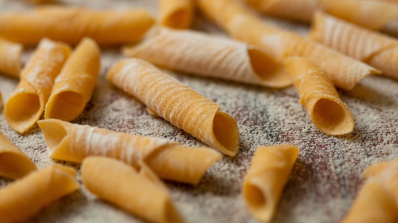 Close-up of fresh garganelli