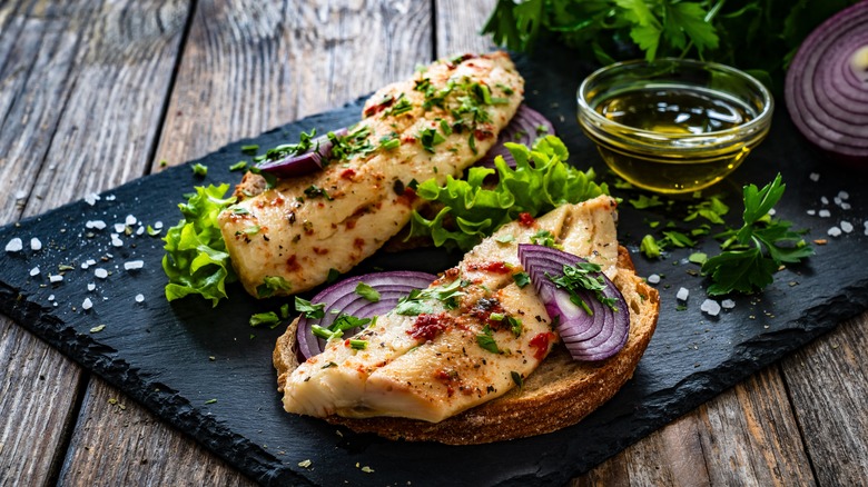 pickled herring toasted bread onion