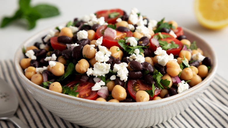 Bean salad with feta cheese