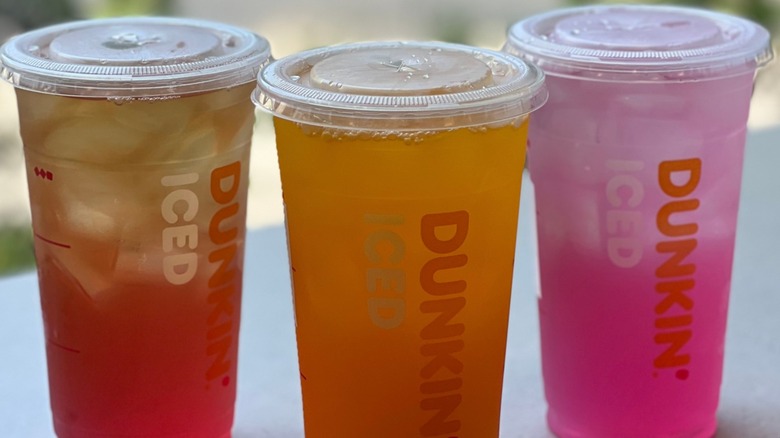 Three Dunkin' Refresher drinks