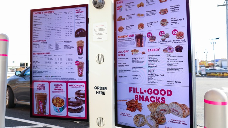 Dunkin' drive thru menu