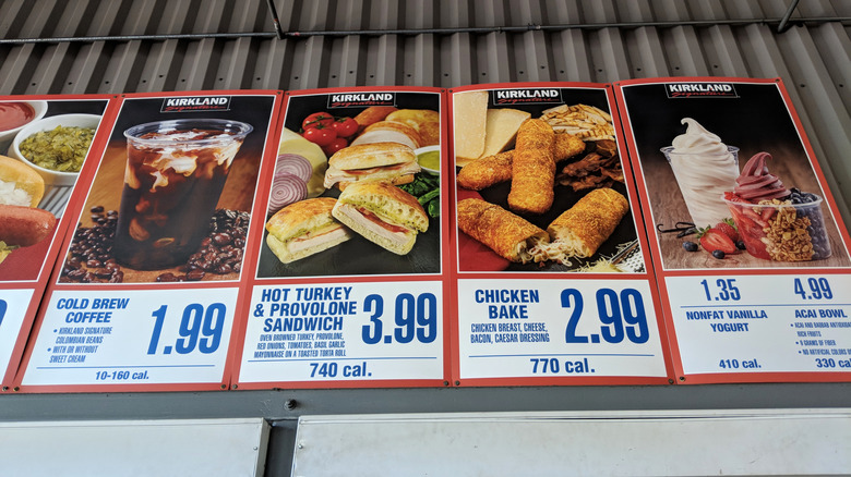 A Costco food court menu featuring the acai bowl on the far right