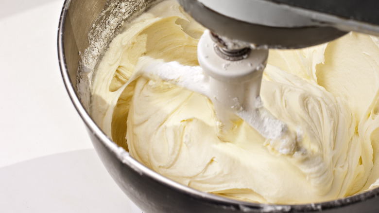 Mixing bowl of buttercream