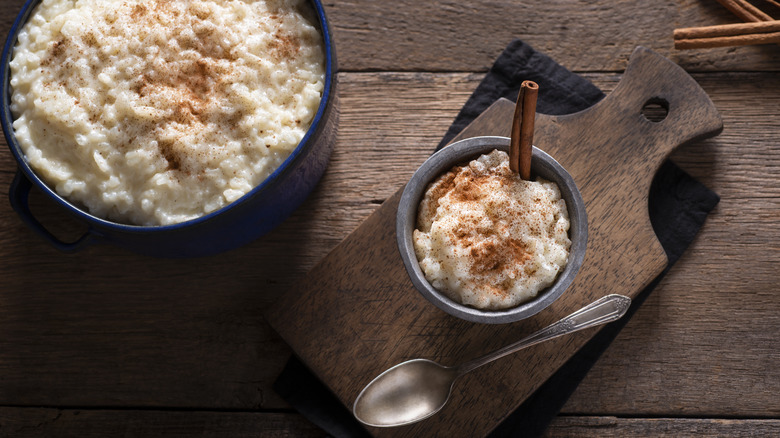 Rice pudding with cinnamon