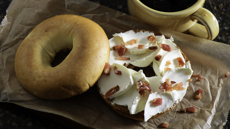 bagel with bacon cream cheese