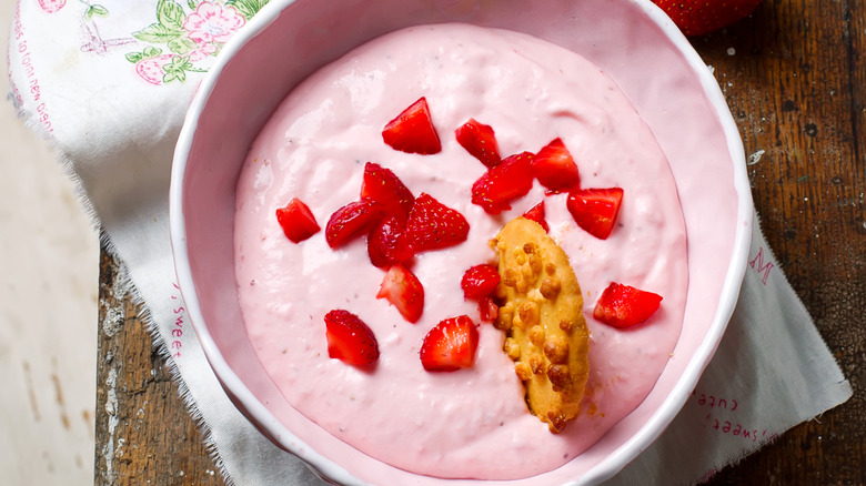 bowl of strawberry cream cheese