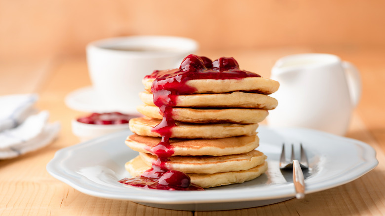 stack of pancakes with berries