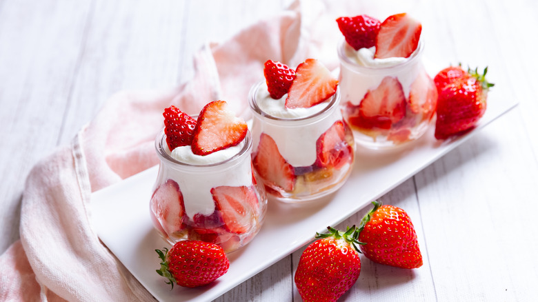 strawberries and whipped cream parfaits