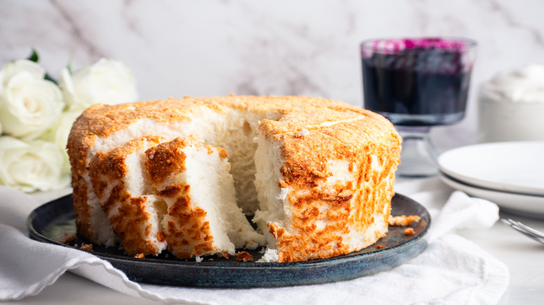 angel food cake on tray