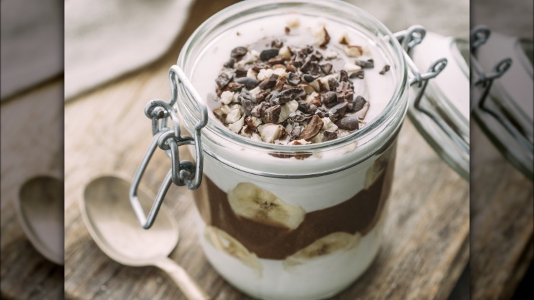 mason jar with cacao pieces