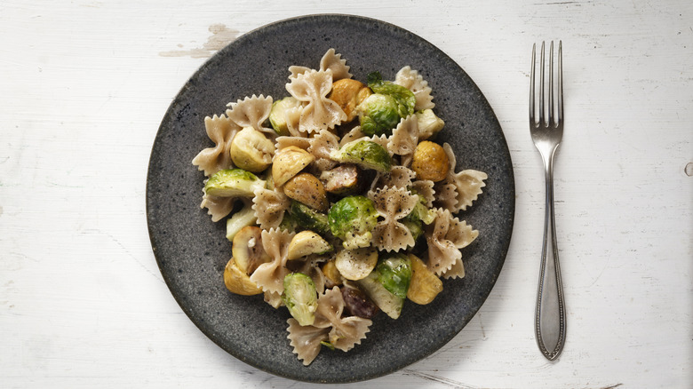 farfalle bow tie pasta with Brussels sprouts