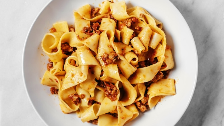 pappardelle pasta with meat sauce