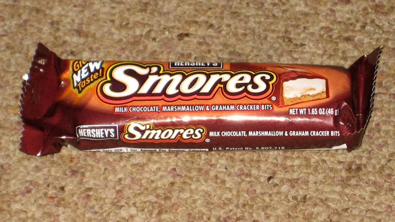 Hershey's S'mores Bar on a tan carpet