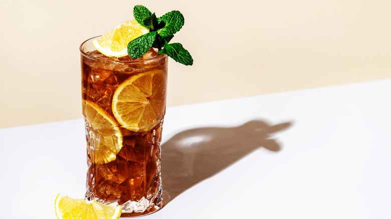 Glass of mint iced tea