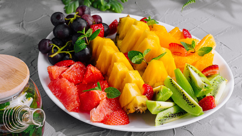 fruit platter on white tray