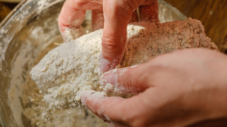 Making batter for fried fish