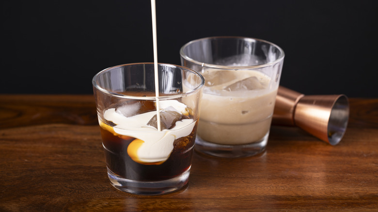 Milk punch cocktail with coffee