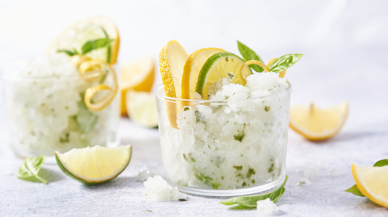 glass of granita on a table