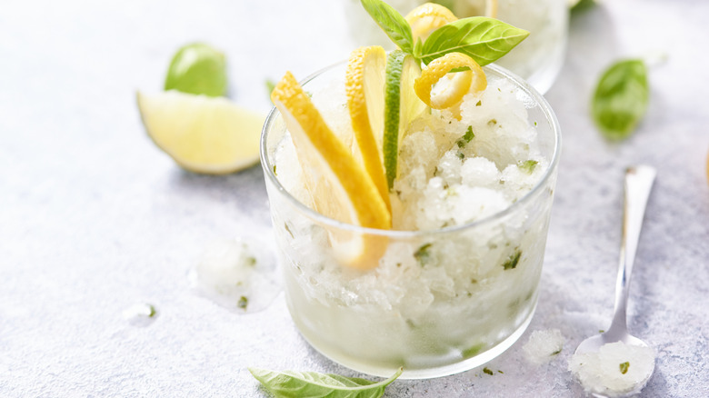 granita with spoon on table