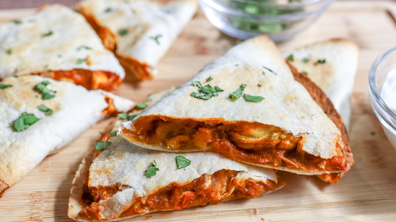 cut up chicken tikka masala quesadillas