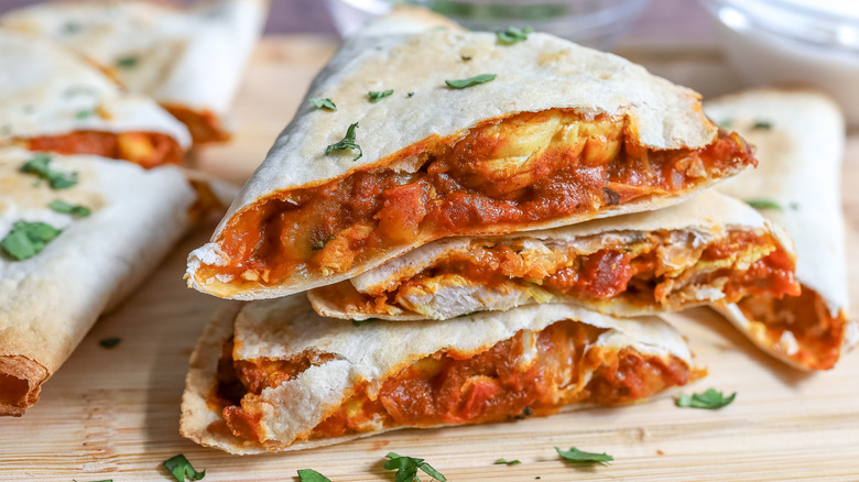 cut up chicken tikka masala quesadillas