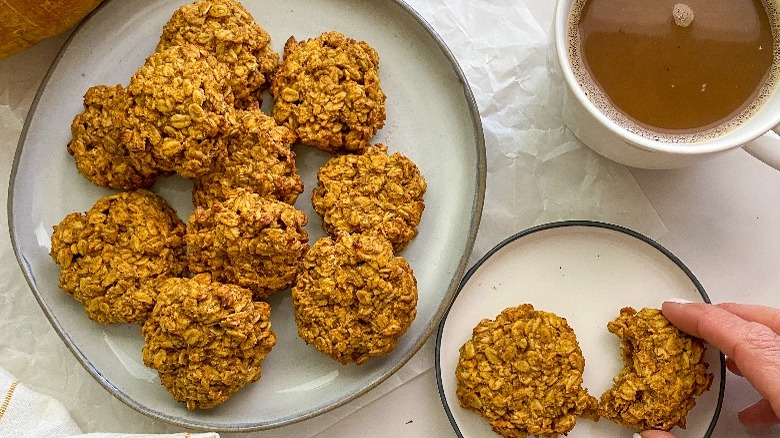 cookies on plates with coffee