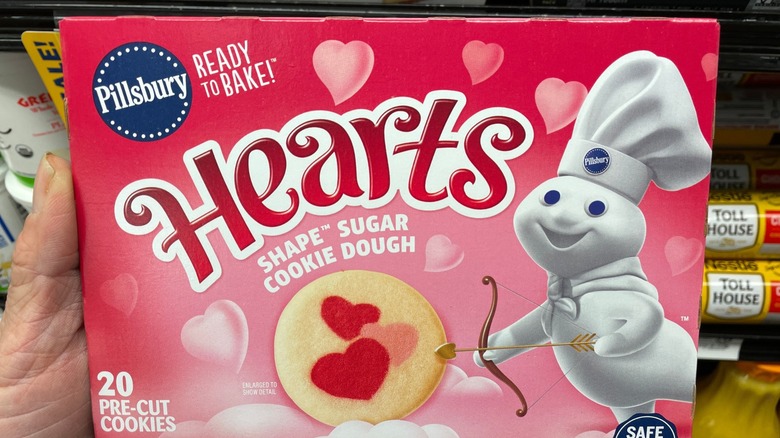 A box of Pillsbury Hearts cookie dough