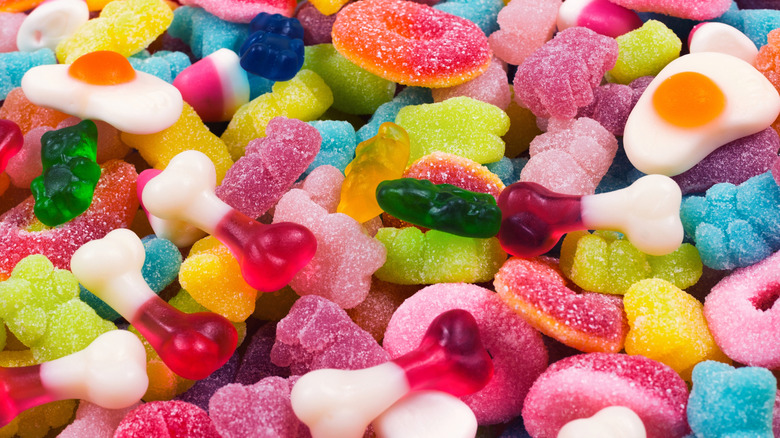 Assorted sour gummy candies