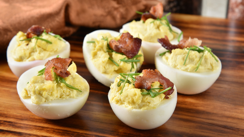 deviled egg and bacon