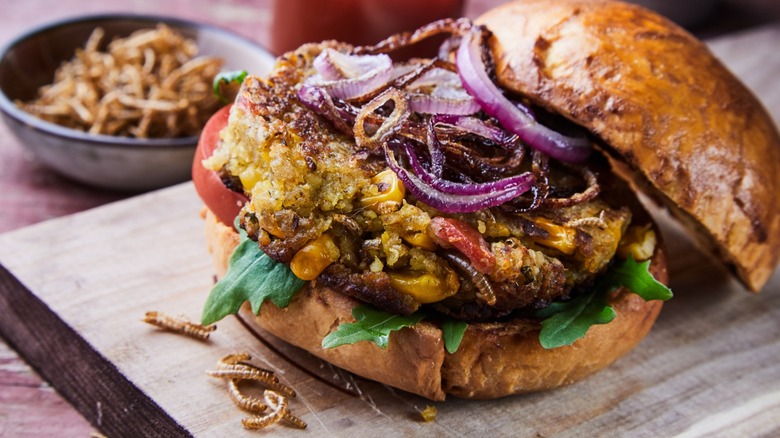 A mealworm burger