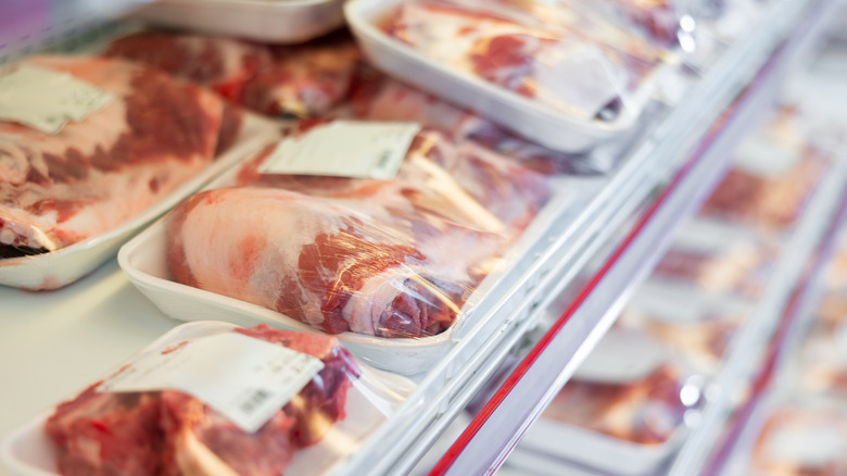 Pork loin being packaged