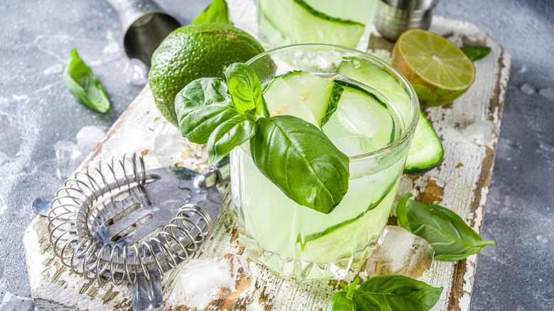 cocktail with fresh basil