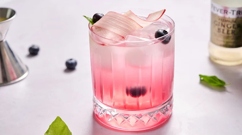 rhubarb blueberry basil mocktail