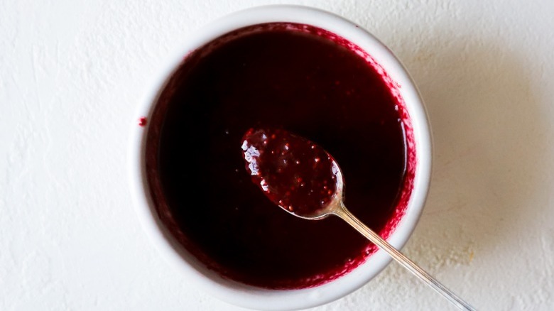 Blackberry mustard sauce in bowl