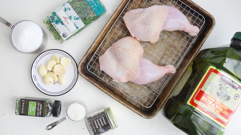 Ingredients for chicken confit