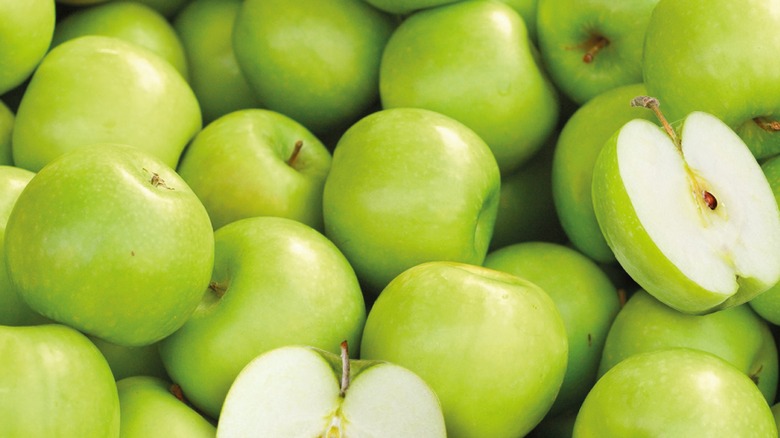 Granny Smith apples close up