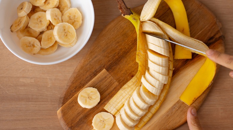 fresh banana cut bowl