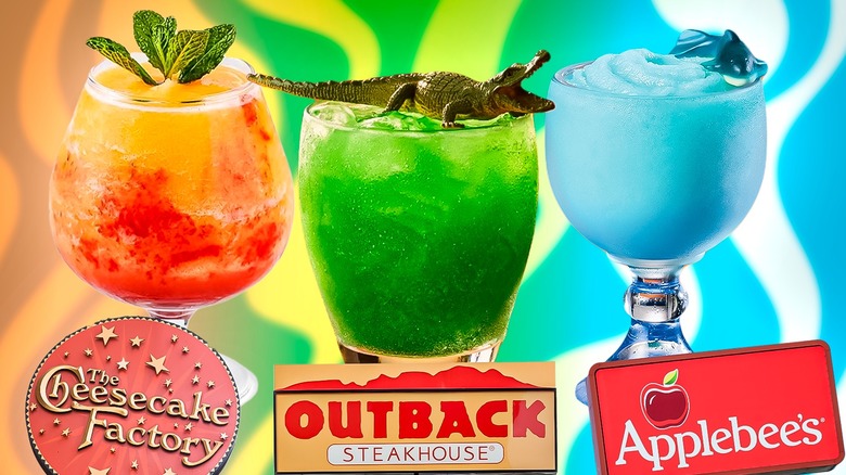 Three colorful cocktails