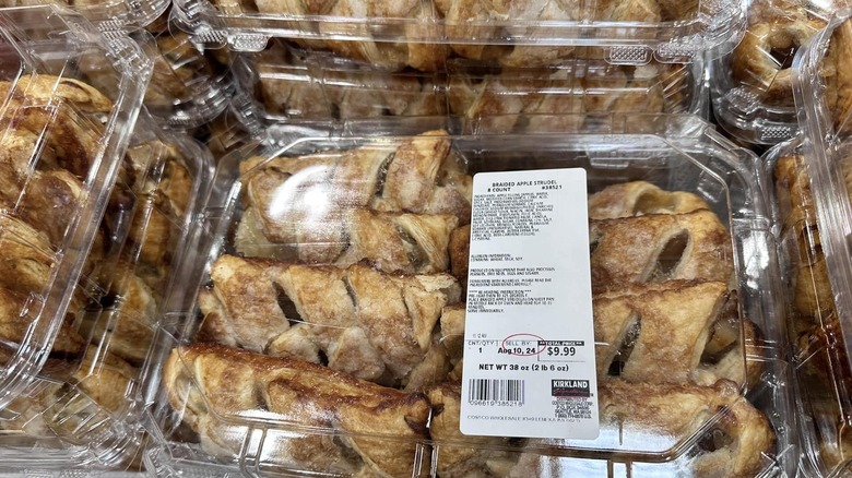 Costco braided apple strudel boxes stacked